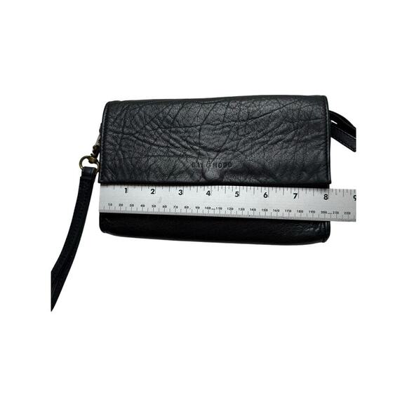 Day and Mood Black Leather Wristlet with Clutch Coin Purse Wallet - Picture 12 of 13